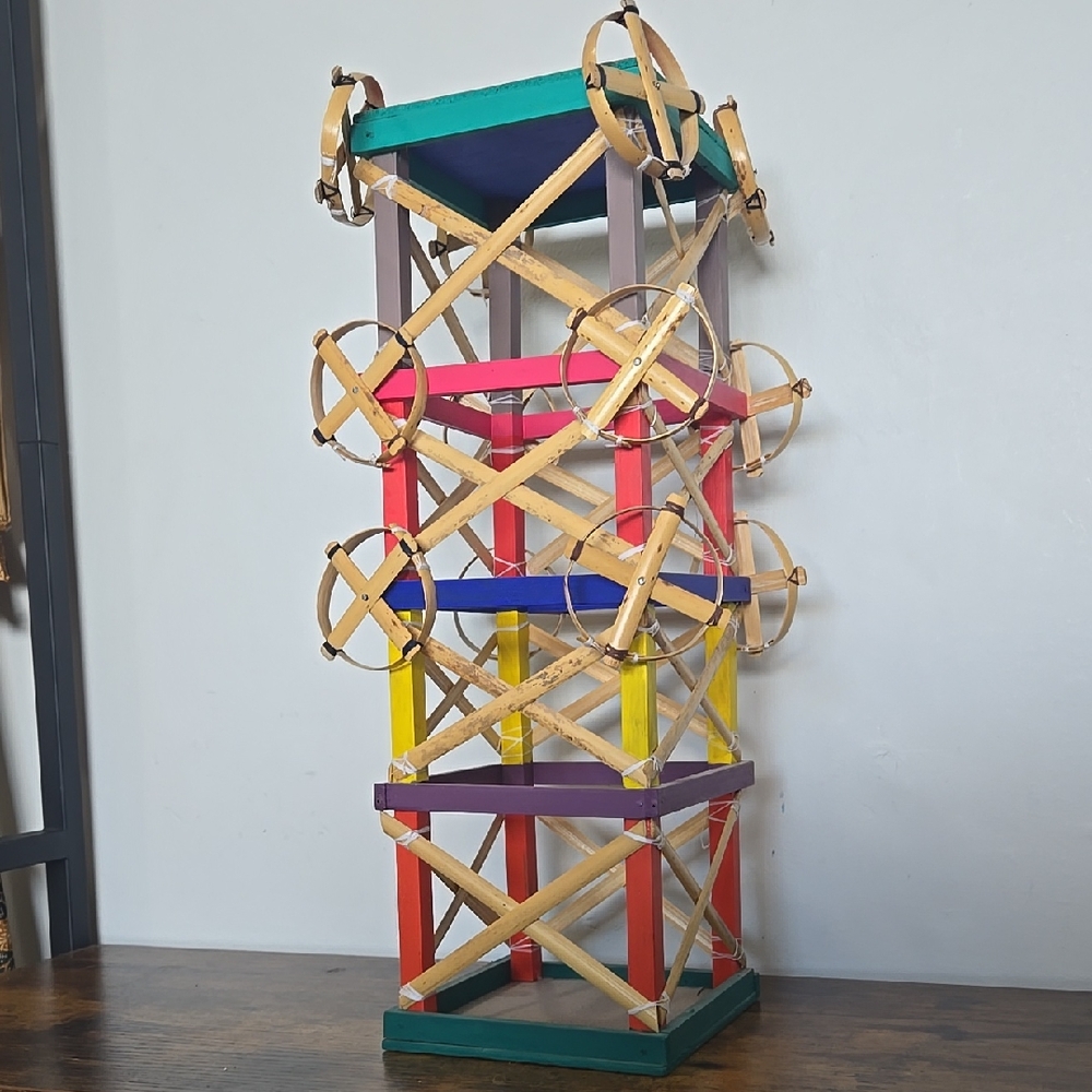 Jaime Santiago Morales Large Fireworks Tower Sculpture Signed Oaxacan Mexico